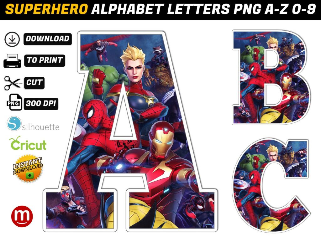 Avengers Alphabet Letters Png Mr Alphabets