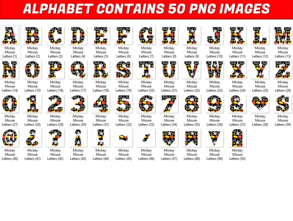 Mickey Mouse Alphabet Letters png - Mickey Mouse Alphabet 1024x773