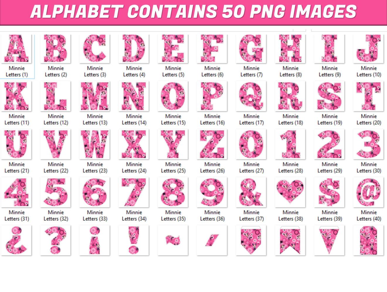 Minnie Mouse Alphabet Letters png - MR ALPHABETS