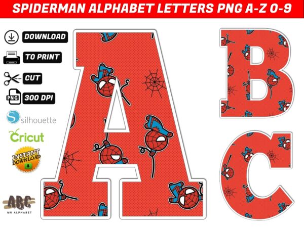 Spiderman Alphabet Letters