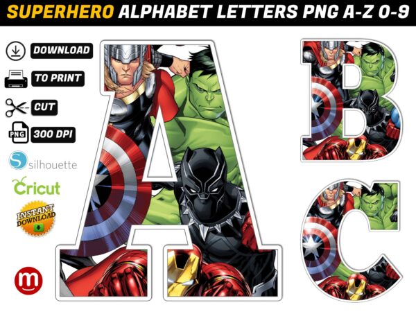 Printable Superhero Alphabet Letters