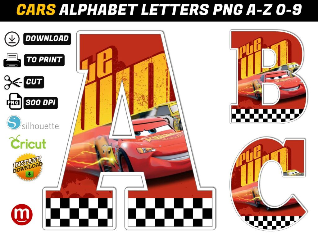 Cars Alphabet Letters png - MR ALPHABETS