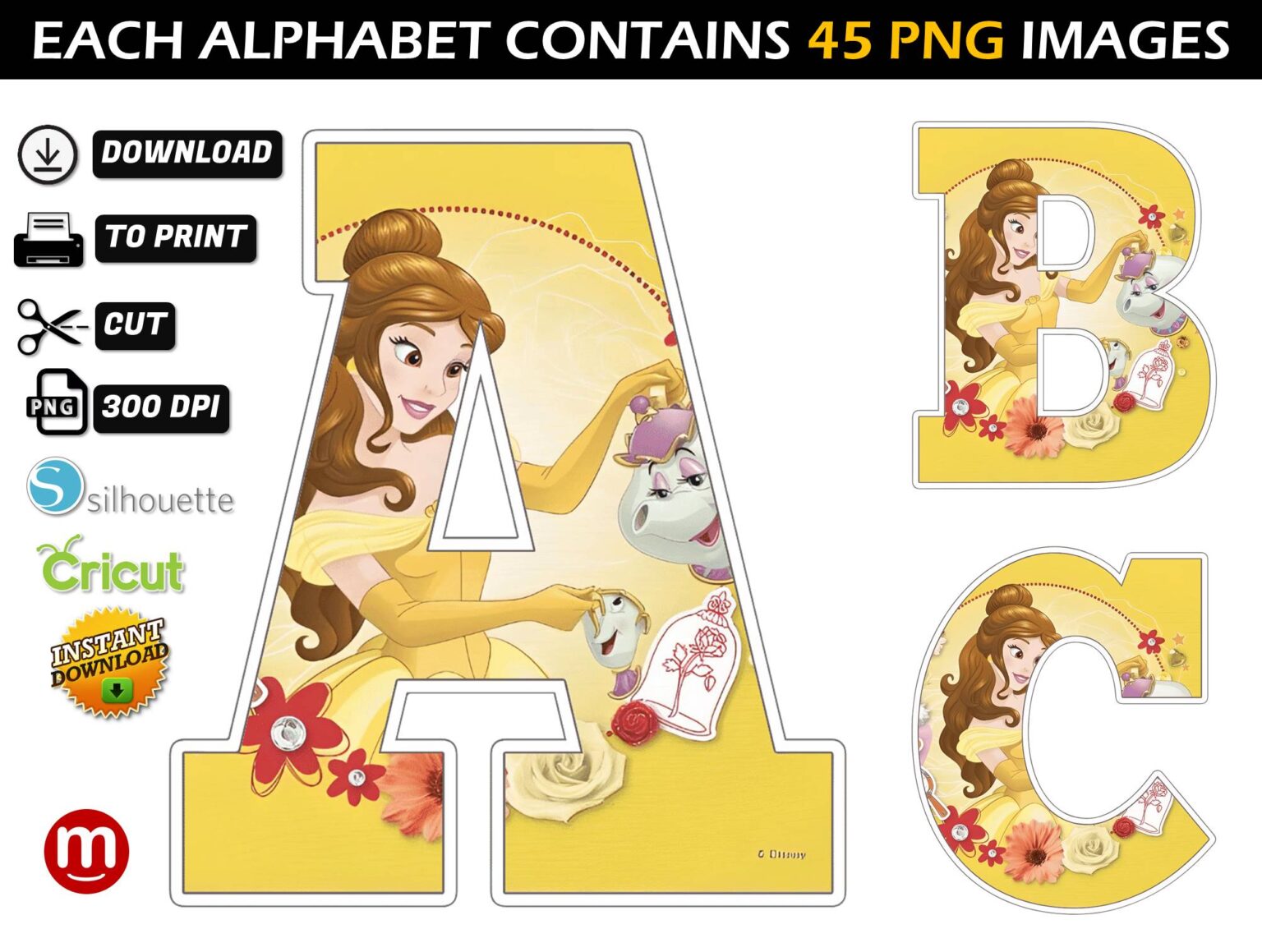 Pack - Princess Alphabet Letters - MR ALPHABETS