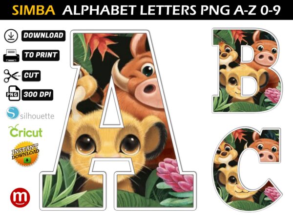 Lion King Alphabet Letters png