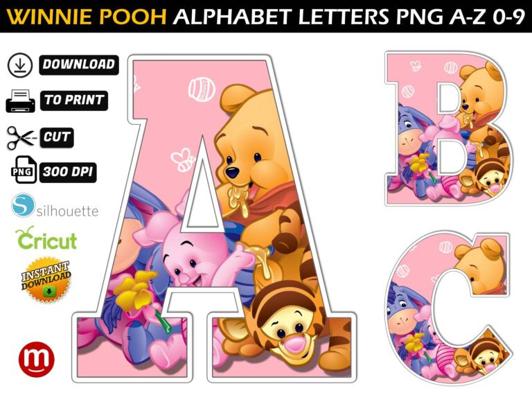 Winnie The Pooh Alphabet Letters Png 3 - MR ALPHABETS