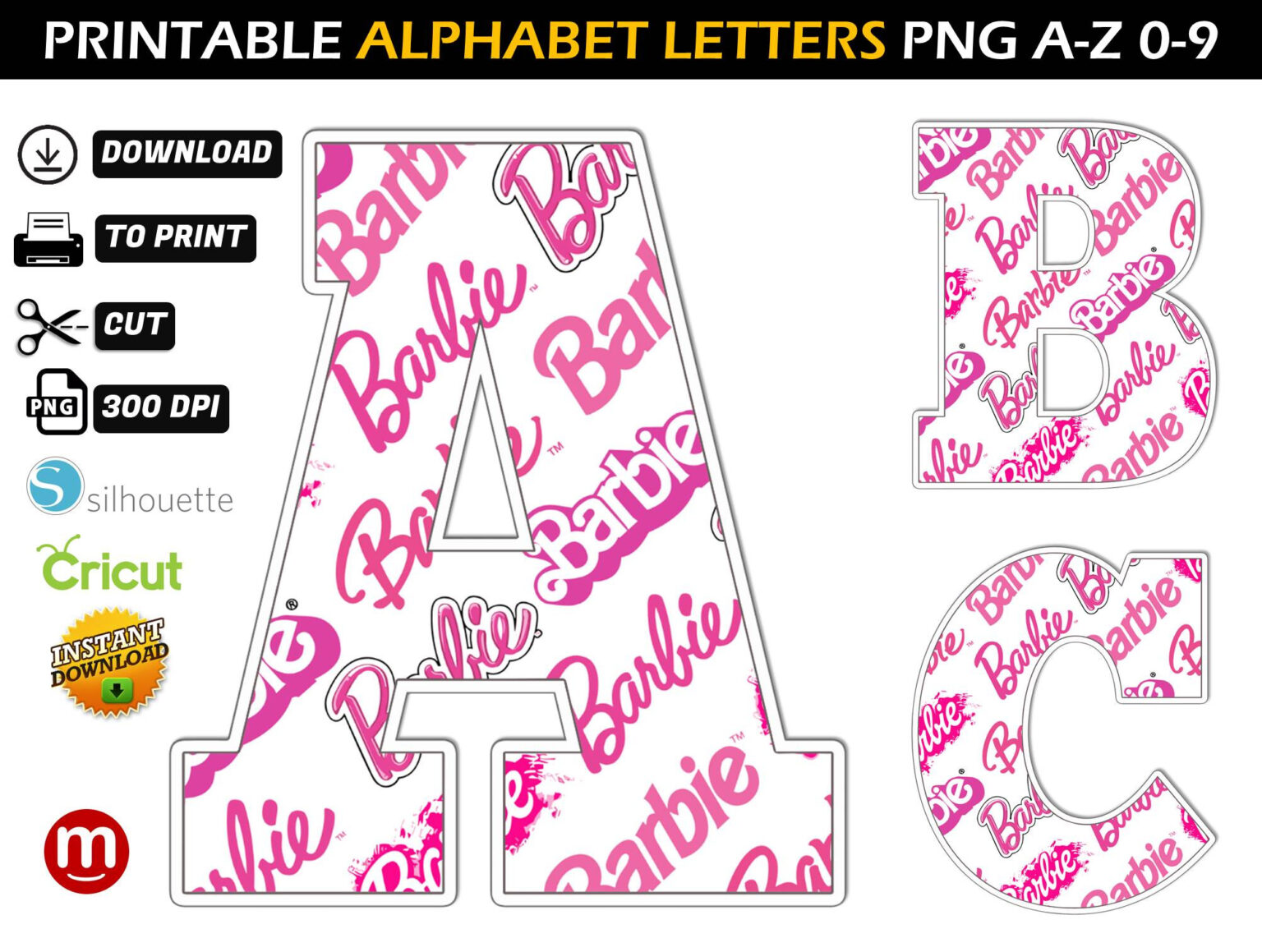 Barbie Alphabet Letters png - MR ALPHABETS