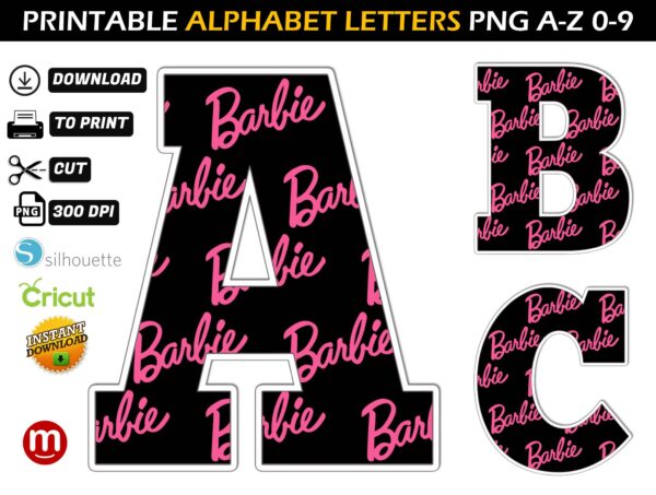 Printable Barbie Alphabet Letters MR ALPHABETS