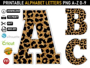 Leopard Gold Alphabet Letters png