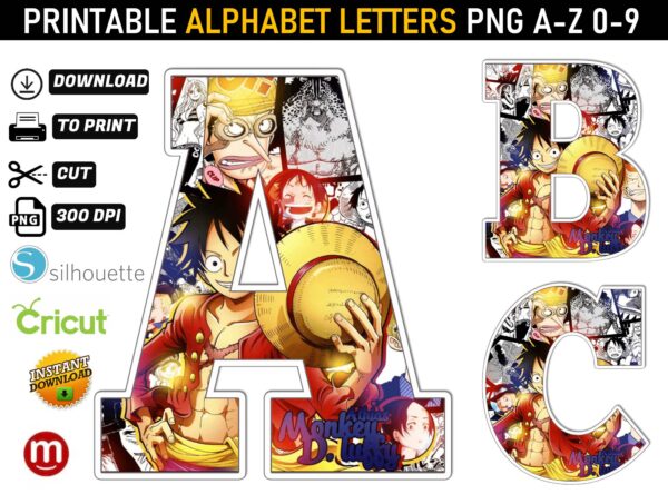 One Piece Alphabet Letters png