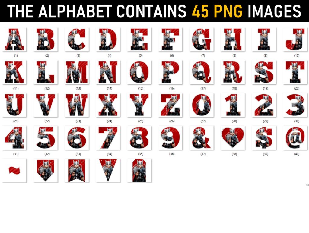 Thor Alphabet Letters png - MR ALPHABETS