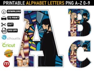 Wednesday Alphabet Letters png 2
