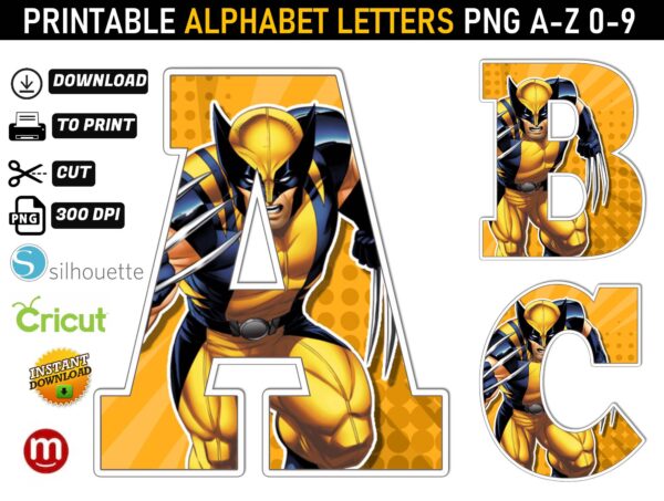 Wolverine Alphabet Letters