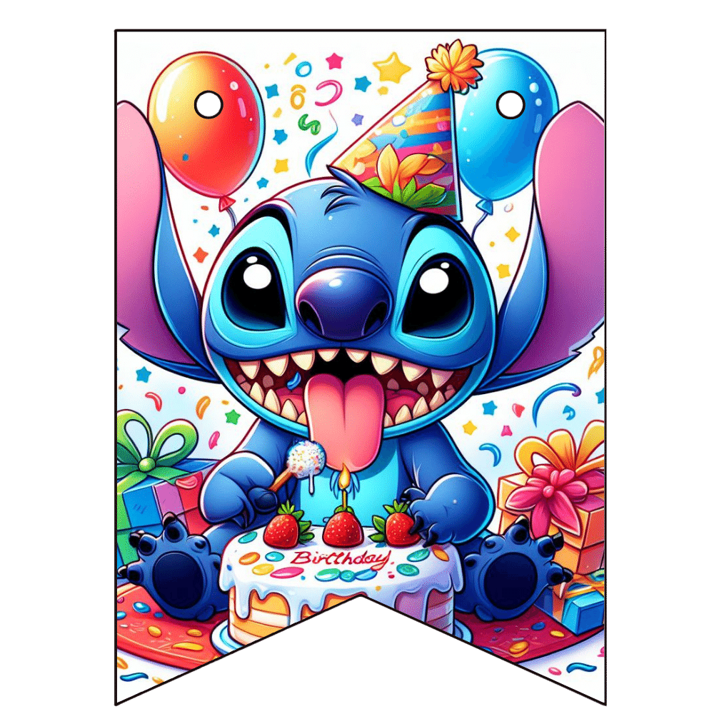Stitch Happy Birthday Banner