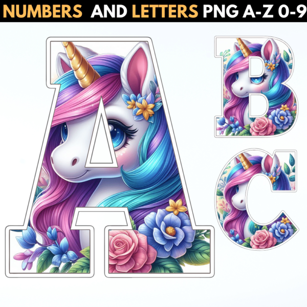 Unicorn Alphabet Letters