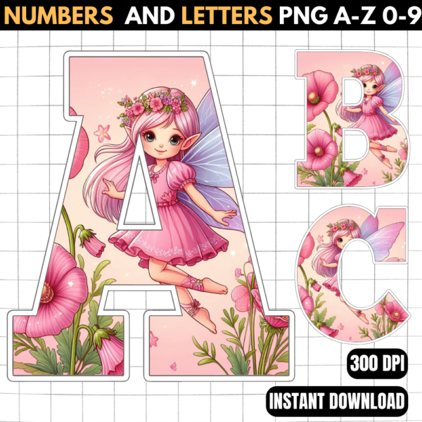 Fairy Pink Alphabet Letters png