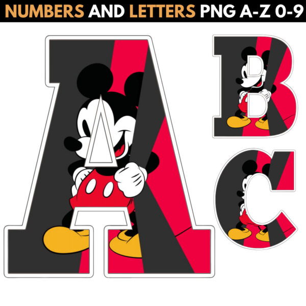 Mickey Mouse Alphabet Letters png