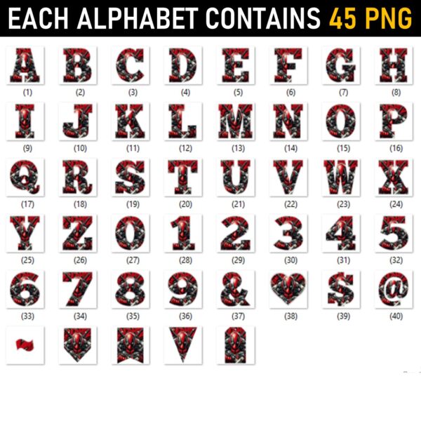 Deadpool Alphabet Letters png