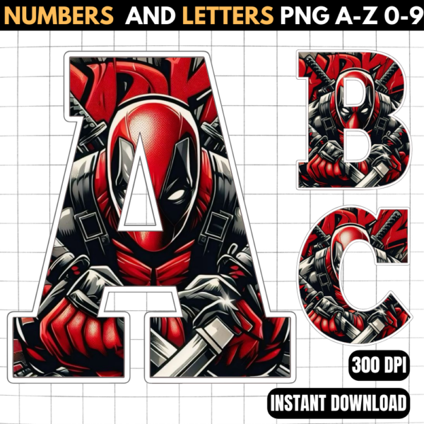 Deadpool Alphabet Letters png